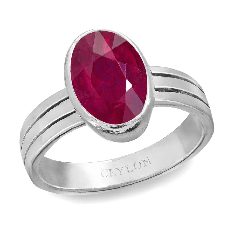 Engagement ring with sapphire for women-Ceylon Gems Ruby Premium Manik 7.5cts or 8.25ratti stone Stunning Silver Ring